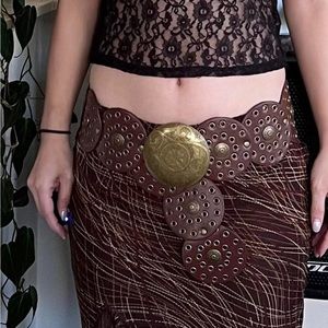 Brown Western Round Concho Disk Belt